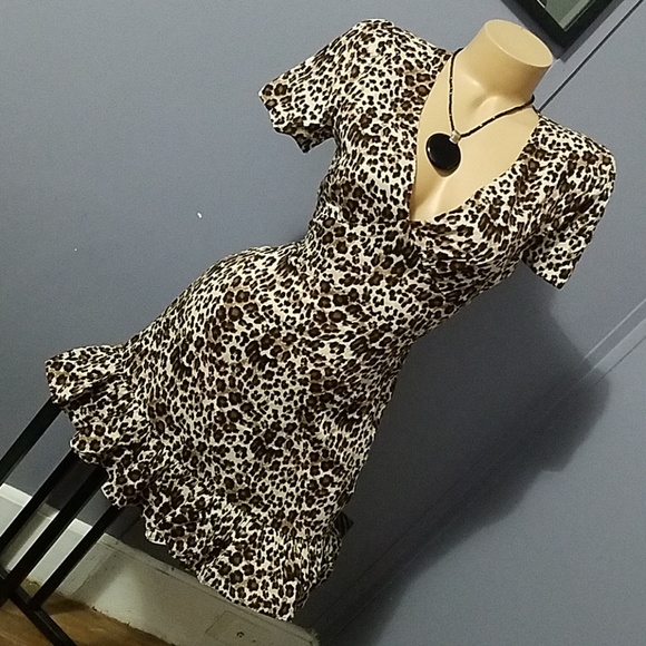 Dresses & Skirts - Animal Print Deep V Neck Spring Dress